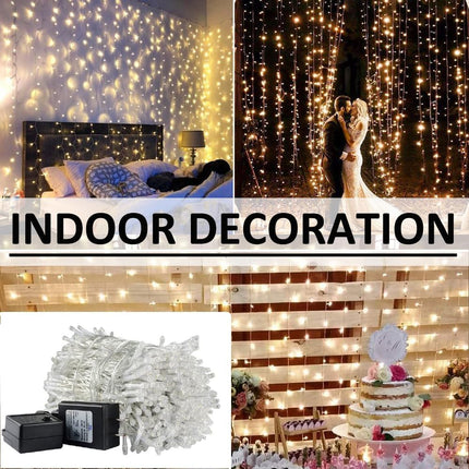 Solhice LED Curtain Lights Outdoor 40ft x10ft, 800 LED Plug in Hanging String Lights Indoor, Christmas Twinkle Lights Backdrop for Outside Backyard Patio Wedding Décor, Warm White (Not Connectable)