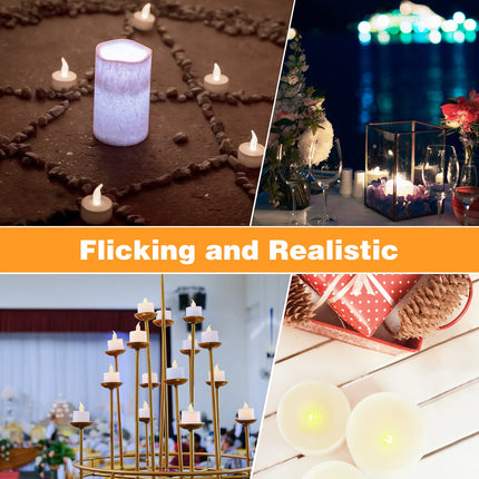 KOABY LED Tea Lights, 100 Pack Flickering Flameless Tea Lights, Warm White, Last 200H+, Battery Operated Tea Lights for Decoration(100 Pack, Warm White)
