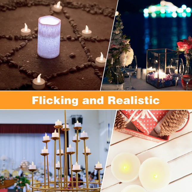 KOABY LED Tea Lights, 100 Pack Flickering Flameless Tea Lights, Warm White, Last 200H+, Battery Operated Tea Lights for Decoration(100 Pack, Warm White)