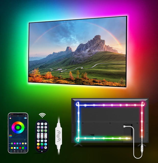 MATICOD LED Lights for TV Led Backlight, 13.1ft RGB Led Strip Lights for TV Lights Behind, USB Led Light Strip for 45-60in TV, Bluetooth APP Control Music Sync Strip Lighting for Christmas Decorations
