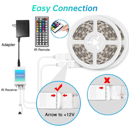 CHARKEE Outdoor LED Strip Lights Waterproof 32.8ft (16.4ft2), 300 Lights LED Tape Lights with Remote, RGB Light Strips Outdoor, Room Lights Color Changing for Bedroom, 12V LED Light Strip Waterproof