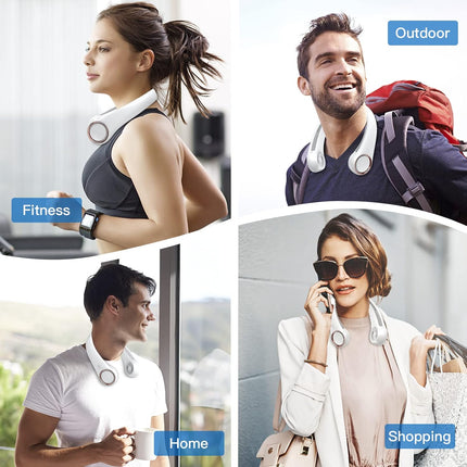 Neck Fan Portable Rechargeable, Personal Cooling Wearable Fan, HandsFree Bladeless Fan, 78 Air Outlets, Low Noise, 3Speed Adjust