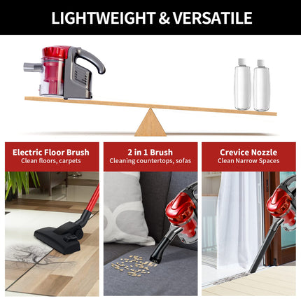 Corded Vacuum Cleaner, 17Kpa Powerful Suction With 600W Motor, 4 In 1 Lightweight Handheld Stick Vacuum For Pet Hair Hard Floor And Carpet