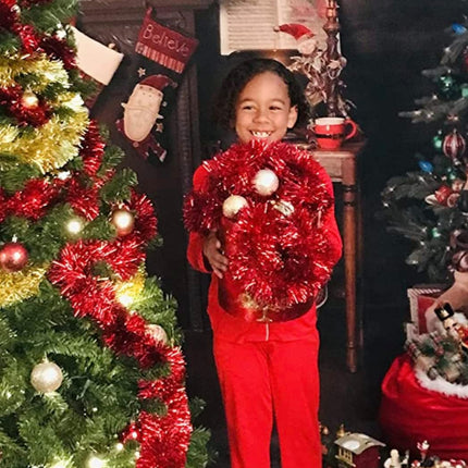 2 Pack Red Super Duper Thick Tinsel Garland 50 Ft Total (Two Strands Each 25 ft Long) (Red, 50 Ft. (Two 25 ft Tinsels) 2 Pack