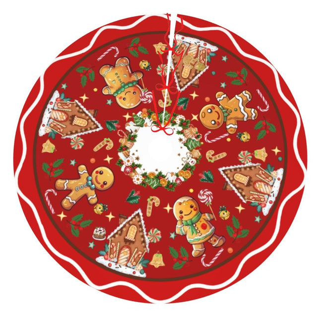Gingerbread Man Candy Christmas Tree Skirt Xmas Tree Mat Christmas Tree Ornaments Decorations Holiday Party Indoor Outdoor 36"