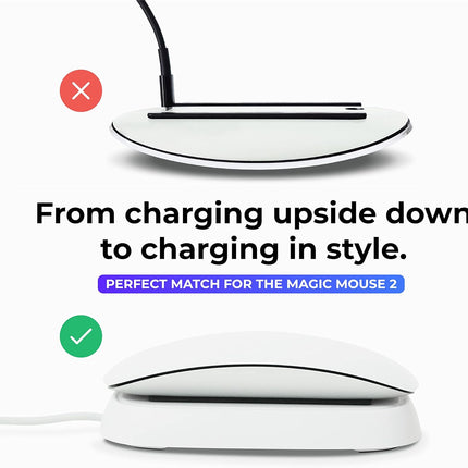 Charging Station Compatible with Apple Magic Mouse 2 - White - Perfect Accessories | Usable As Charging Dock, Stand & Charger | Includes 5ft (1.5m) USB-A Cable