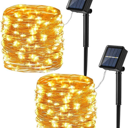 Brizled Solar String Lights, 2 Pack Total 66FT 200 LED Solar Fairy Lights Outdoor, 8 Modes Solar Twinkle Lights, Waterproof Solar Light for Outside Patio Yard Garden Tree Wedding Christmas, Warm White