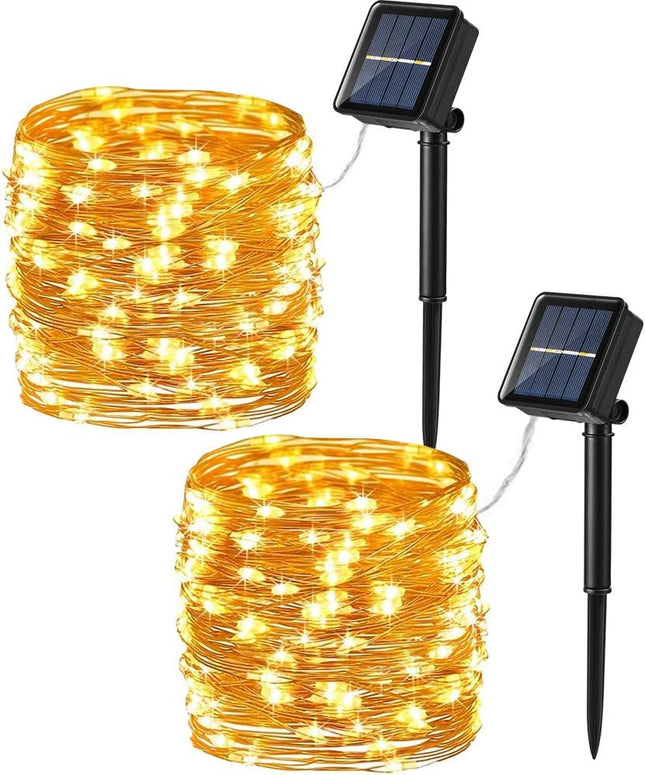 Brizled Solar String Lights, 2 Pack Total 66FT 200 LED Solar Fairy Lights Outdoor, 8 Modes Solar Twinkle Lights, Waterproof Solar Light for Outside Patio Yard Garden Tree Wedding Christmas, Warm White