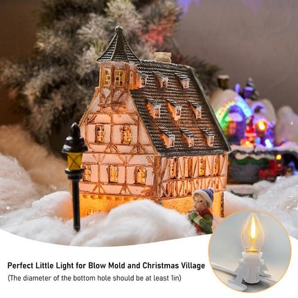 Accessory Cord with 9 LED Light Bulb and Female Plug, 15 Ft Christmas Village Light Cord with Clip, C7 Led Night Lights for Indoor Crafts Halloween Pumpkin Christmas Village House Decor, White Wire