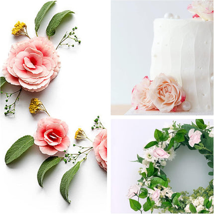 5Pcs39FT Pink Flower Garland, Artificial Indoor/Outoor Flower Garland with Green Leaf, Rose Garland Decorations for Proposal Anniversary Wedding Birthday Party Arc Christmas Wall Backdrop