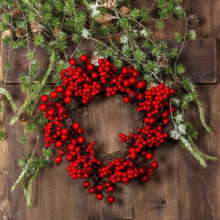 5 Pcs of 4.13-Inch Grapevine Wreath and 5 Pcs of 3.54-Inch Artificial Christmas Picks Assorted Red Berry for Christmas, Wedding, Party, Dinner Decor