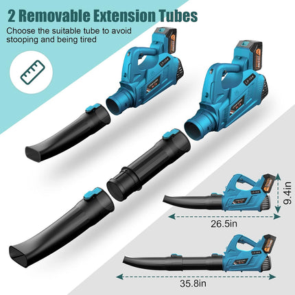 2 × 5.0Ah Battery Leaf Blower - BHY 320 CFM & 180MPH Cordless Electric Leaf Blower with Fast Charger, 6 Variable Speeds, Battery Leaf Blower for Blowing Leaves, Snow Debris and Dust