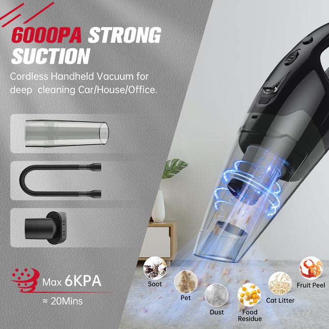Handheld Vacuum Cordless Rechargeable With Led, Dust Busters Cordless Rechargeable, 1.65Lbs Car Vacuum, Usb Charge, Hand Vacuum Lightweight For Car, Home, Pet Hair