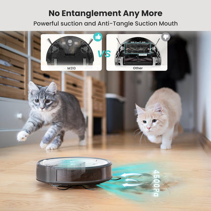 Lefant M310 Robot Vacuum With Precisense Avoiding, 4500Pa Strong Suction Robot Vacuum Cleaner, Slim, Selfcharging, 140Mins, Appwifialexa, Robot Vacuum Ideal For Pet Hair