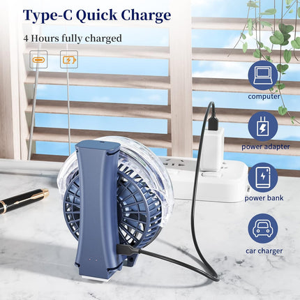 Handfan Upgraded Portable Misting Fan, 34Ml Handheld Personal Mister Fan Rechargeable, Battery Operated Spray Water Mist Fan