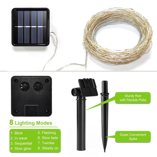 Solar String Lights Outdoor, 99 Feet 300 LEDs 8 Modes Solar Fairy Lights for Outside, Waterproof Solar Outdoor Lights for Patio Yard Christmas Tree Halloween Wedding Party Decorations, Cool White