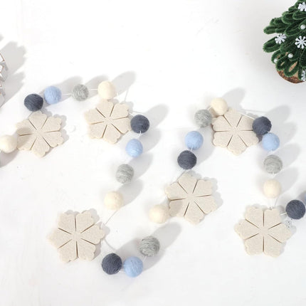 Felt Snowflake Garland - Snowflake Felt Ball Garland, Winter Wall Decor, Christmas Garland, Winter Wonderland Banner