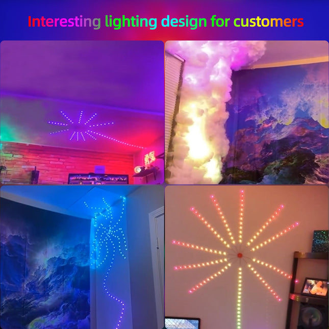 Smart Firework LED Strip Lights 40 inch Dream Color LED Lights for Bedroom with Remote App Control, Color Changing Music Sound Sync Light for Christmas Decorations