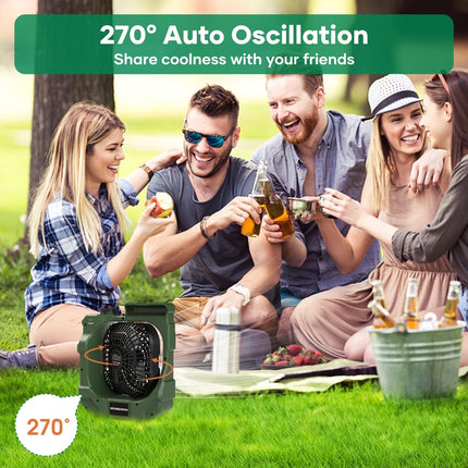 Oscillating Camping Fan, Battery Operated Fan With 10400 Mah Usb Rechargeable Battery, Camping Fan With Led Camping Light