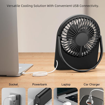 3.5 Usb Fan, Strong Wind Ultra Quiet Small Desk Fan Foldable 3 Speeds Adjustable, UsbC Corded Powered Personal Fan For Home