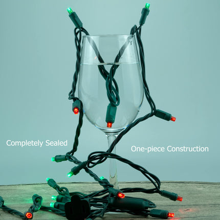 YULETIME Red & Green One-Piece 5MM LED Christmas Lights, Total 48 Feet 140 Count 2 Strands 24ft 70ct Waterproof Wide Angle String Light (Red & Green)
