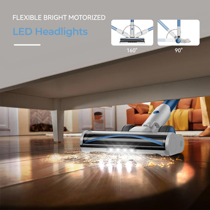 Fabuletta 35Kpa Cordless Vacuum Cleaner: 450W Stick Vacuum Cleaner With Brushless Motor Headlights, 55 Mins Runtime, Edge Cleaning, Wireless Household Vacuum Cleaner For Pet Haircarpethard Floor