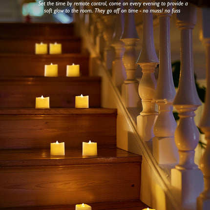 Homemory 12Pack Timer Flameless LED Votive Candles, Long Lasting Battery Operated Tea Light with Timers, 6 Hours On and 18 Hours Off Cycle Automatically for Wedding,Table Decorations (Ivory Base)