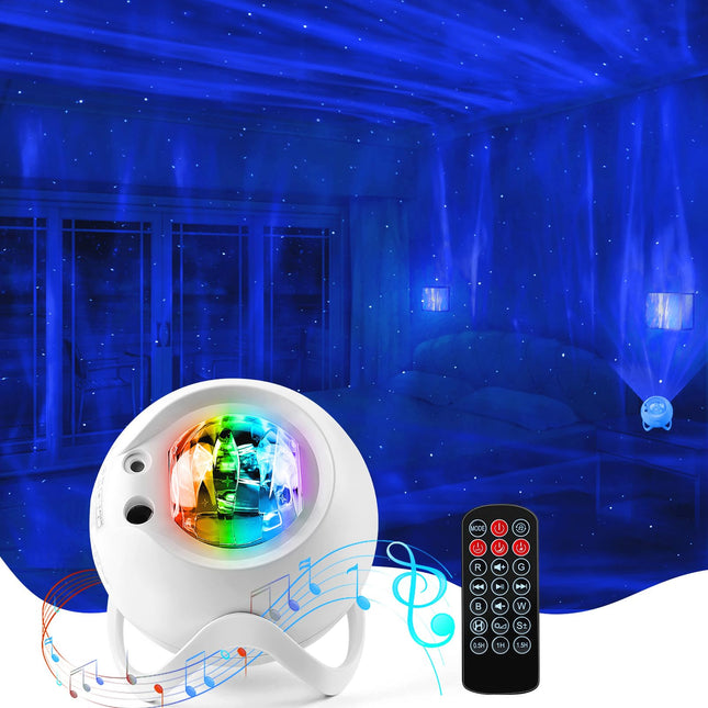 Aurora Northern Light Galaxy Projector: White Noise LED Stars Night Lights for Bedroom with Bluetooth Remote Timer Multi Colors, Mood Lighting Room Decor, 60+ Light Effects