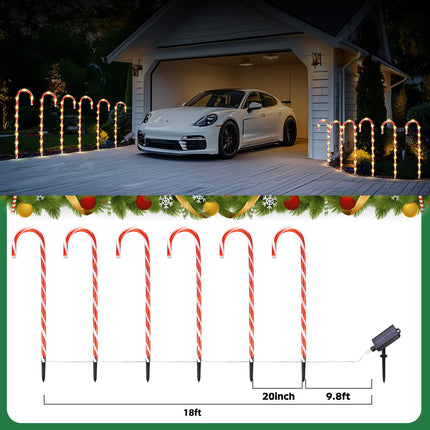 Solar Christmas Candy Cane Lights, d 35" 12 Pack Pathway Lights Waterproof, 8 Modes Outdoor LED Candy Cane Xmas Decorations, for Party Patio Garden Lawn Yard Driveway Walkway,Fences Decor
