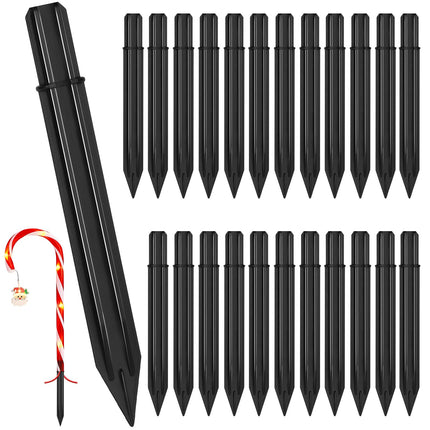 24-Pack Replacement Stakes for Christmas Candy Cane Lights, Plastic Candy Cane Pathway Lights Spike Replacer, Size 0.6 X 6.1 Inches, Plastic Ground Stakes for Candy Cane Lights