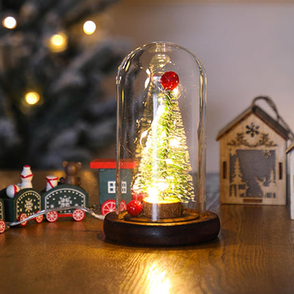 LED Christmas Tree in Glass Dome, Mini Christmas Tree Creative Table Decoration Unique for Home Indoor Tabletop Xmas Decor, Birthday Christmas Xmas s Present
