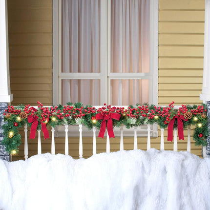 Artiflr 6FT Red Berry Garland, Flexible Artificial Red and Burgundy Berry Christmas Garland for Indoor Outdoor Home Fireplace Decoration for Winter Holiday Year Decor