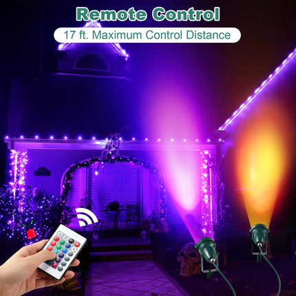 Enhon 2 Pack Christmas RGBW Spotlight Outdoor, Waterproof Landscape Lighting 120V LED Spot Lights with Remote Control Color Changing, Outdoor Stake Lights for Holiday Garden Yard (Patent Pending)