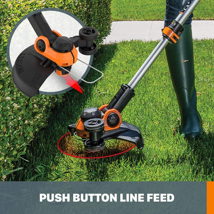 WORX WG162 20V Cordless Grass Trimmer & Edger, Black and Orange, 12 inches