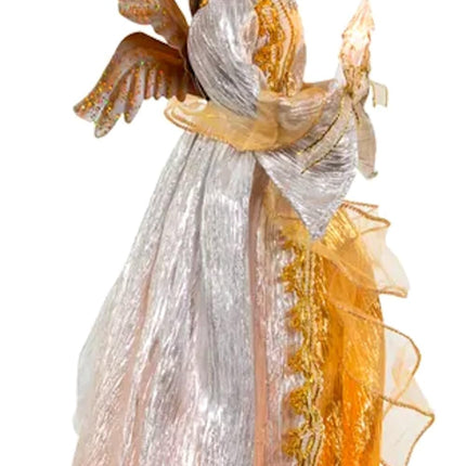 The Bridge Collection 16" Golden Angel Tree Topper - Gold Angel Tree Topper - Lighted Tree Topper - Christmas Tree Angel