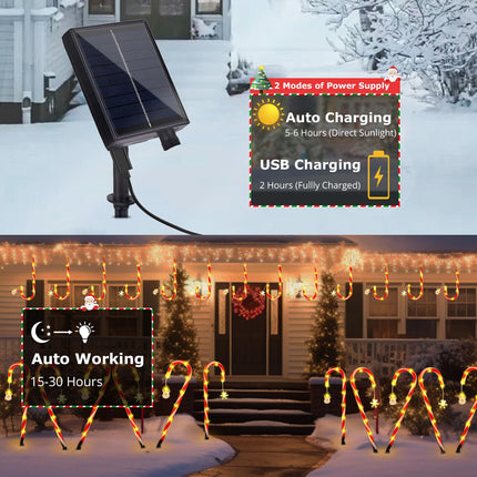 12 Pack Christmas Outdoor Decorations, 21" Solar Candy Cane Pathway Lights Outdoor Waterproof with 108 LEDs, Remote Control for Yard Patio Holiday