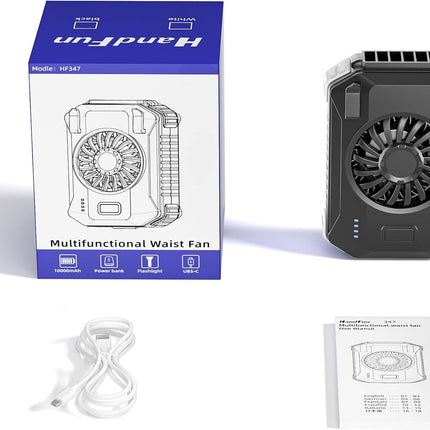 4In1 𝐖𝐚𝐢𝐬𝐭 𝐅𝐚𝐧 Upgraded 3 Speeds Strong Airflow 10000Mah Portable Cooling Fan Rechargeable Wearable Personal Clip
