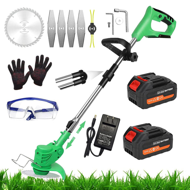 Cordless Electric Weed Wacker 36V Grass Trimmer,Weed Eater Cordless String Trimmer Battery-Powered,Electric Brush Cutter with 2 Battery and Charger