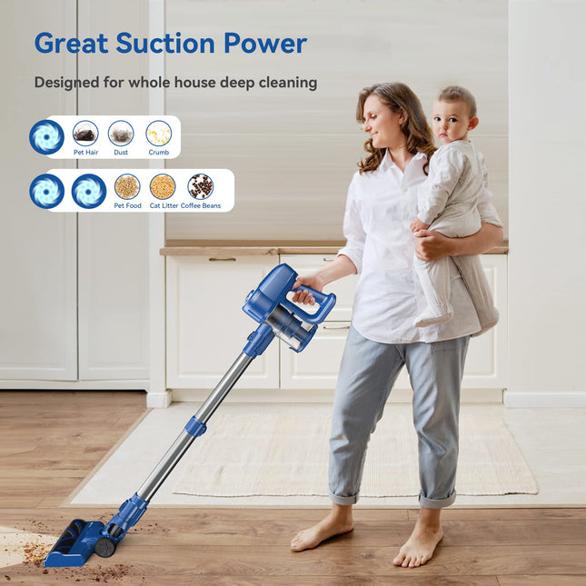 Uniqus Vacuum Cleaners For Home, Lightweight Cordless Vacuum With 2200 Mah Battery, 40 Mins Runtime, Rechargeable Stick Vacuum For Carpet Hardwood Floor