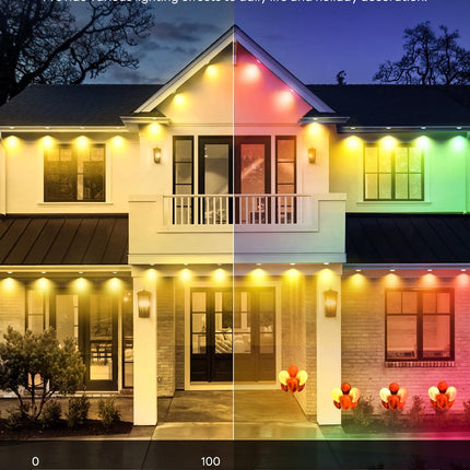 Pak Permanent Outdoor Lights, 50FT Smart RGB+IC LED Lights for House - IP67 Waterproof Eave Lights for Halloween, Christmas & Parties - DIY Multiple Scene Modes, Works with Alexa & Google Assistant