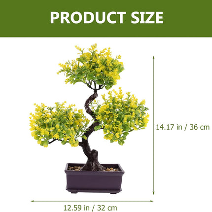 Cabilock Bonsai Tree, Artificial Tree, Artificial Bonsai Plants, Plastic Artificial Bonsai Tree, Simulation Yellow Plants Decor, Fake Plant Decor for Home Decor, Office Decor