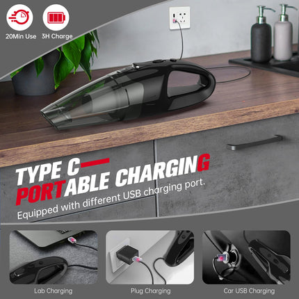 Handheld Vacuum Cordless Rechargeable With Led, Dust Busters Cordless Rechargeable, 1.65Lbs Car Vacuum, Usb Charge, Hand Vacuum Lightweight For Car, Home, Pet Hair