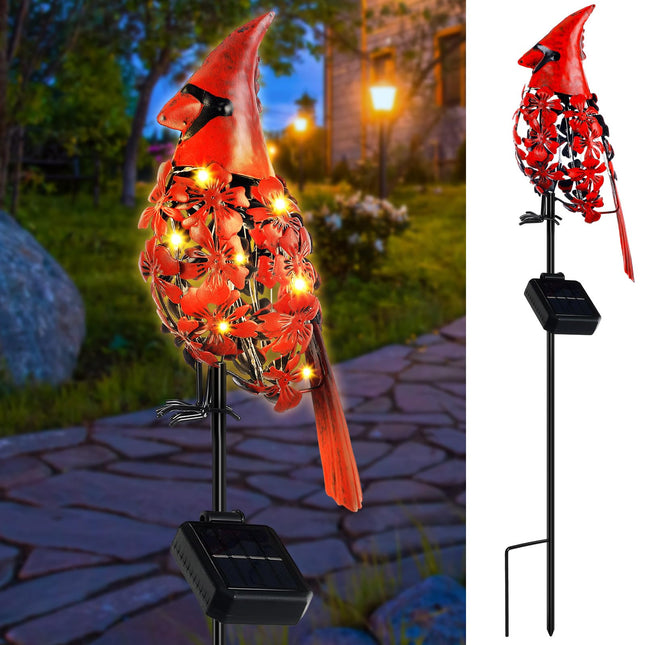 VIHOSE Cardinal Decor Garden Stake Solar Cardinal Garden Decor Metal Red Cardinal Bird Solar Lights Cardinal s for Christmas Outside Outdoor Yard Patio Lawn Porch Cemetery Grave