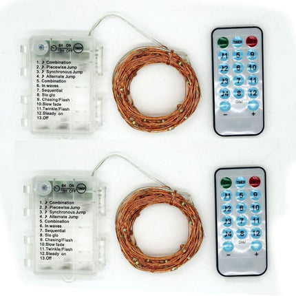 2 Pack Sound Activated Music String Lights,32.8ft 100LEDs 12 Modes Waterproof Copper Wire Multicolor AA Battery Powered String Lights with Remote Control for Bars,Parties,Christmas,Wedding Dance.