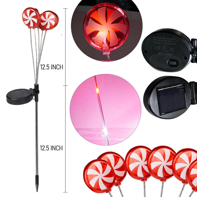 Dazzle Bright Christmas Decorations Outdoor, Solar Candy Pathway Lights, Xmas Waterproof Solar Firefly Lights for Garden Lawn Yard Decor (4 Pack)