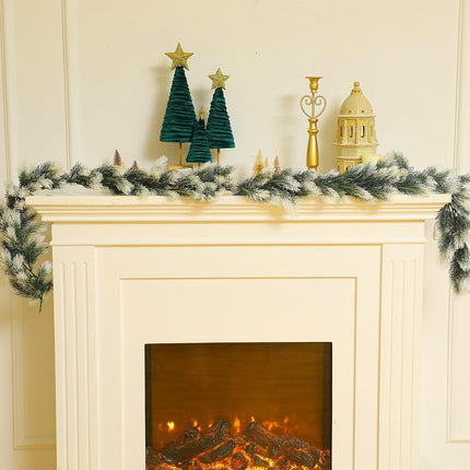 Cindeer 2 Pcs 6 Ft Christmas Cedar Garland Artificial Snow Pine Garland Christmas Gradient Cypress Garland for Mantel Fireplace Table Runner Centerpiece Decor Holiday Christmas Tree Decorations