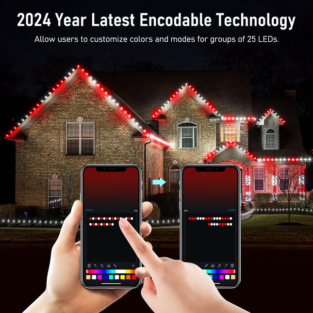 134 Ft 150 LEDs Smart C9 Christmas Lights Outdoor App Programmable C9 Led Christmas Lights with 58 Modes RGB Dimmable Extendable Waterproof Strawberry String Lights for Roofline Patio House Xmas Decor