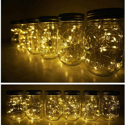 Decorman Solar Mason Jar Lid Lights, 6 Pack 20 LED Waterproof String Fairy Star Firefly Jar Lids Lights for Patio Garden Yard Lawn Party Wedding Christmas Decoration(Jars & Hangers Not Included)