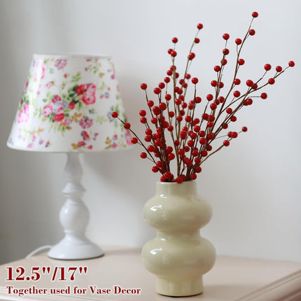 12 Pack 12.5 Inch Artificial Red Berry Stems, Holly Berry Picks Red Berry Branches Ornaments for Christmas Tree Decor Wreath Decoration DIY Crafts Candle Rings Home Holiday Wedding Decor