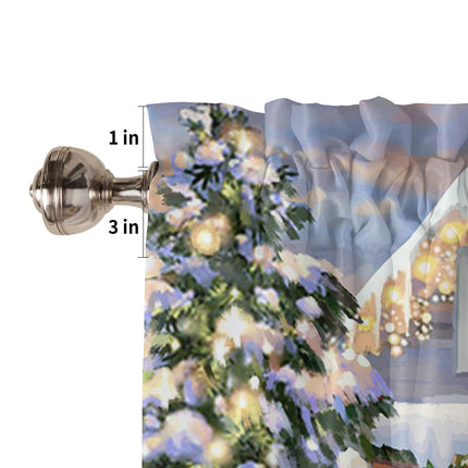 Christmas Snowman Valances Windows Curtain Red Truck with Xmas Tree Kitchen Valances Rod Pocket Snowy Winter Short Topper Curtains for Winter Holiday Christmas Decorations 1 Panel,54 by 18 inches